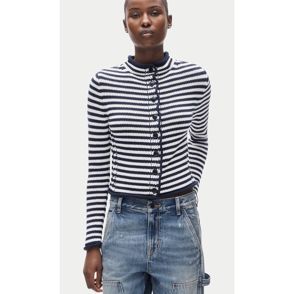 J CREW XXS Rollneck™ reversible cardigan in stripe CX441